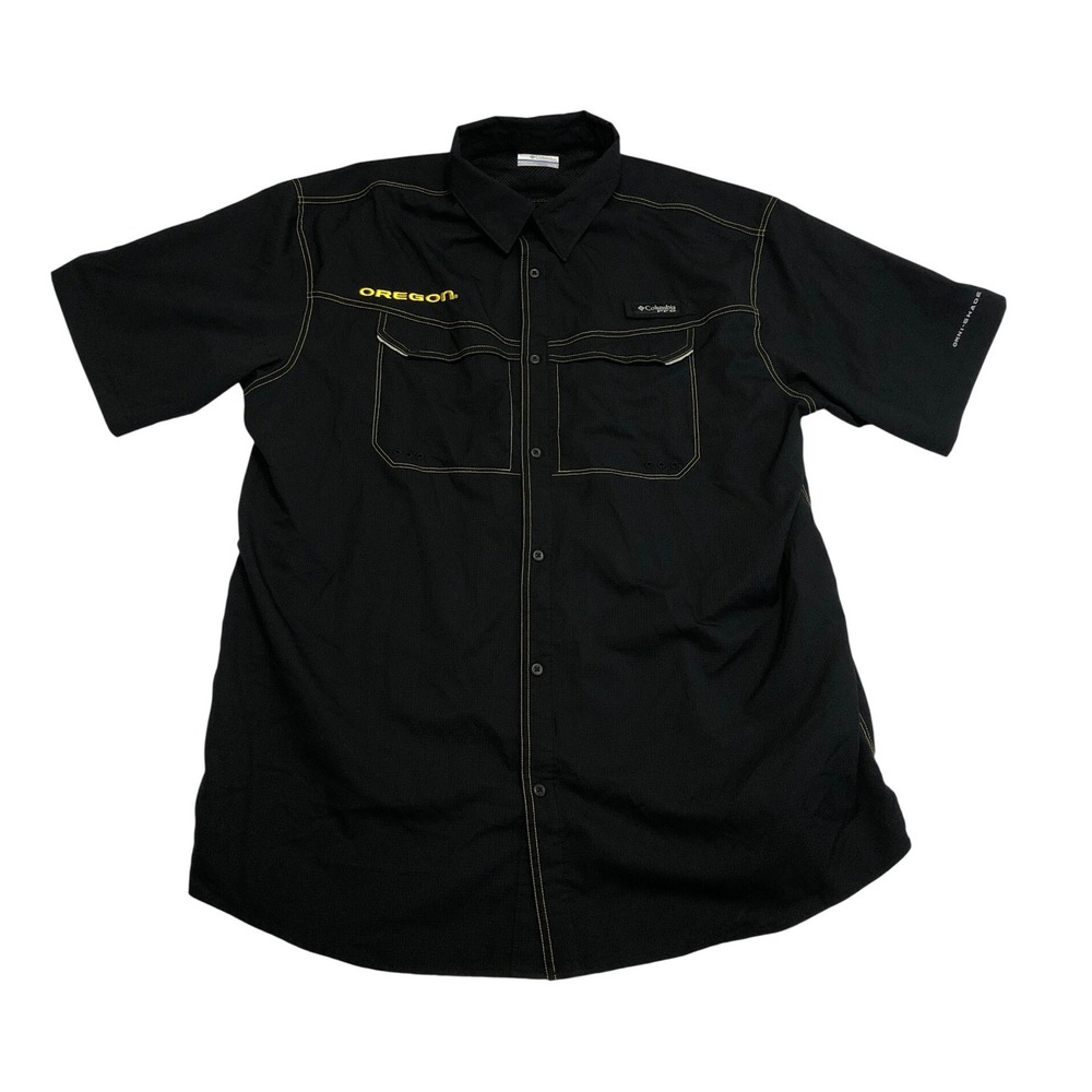 Columbia PFG Oregon Ducks Tamiami II Fishing Shirt Black Mens XL Vented UPF 40